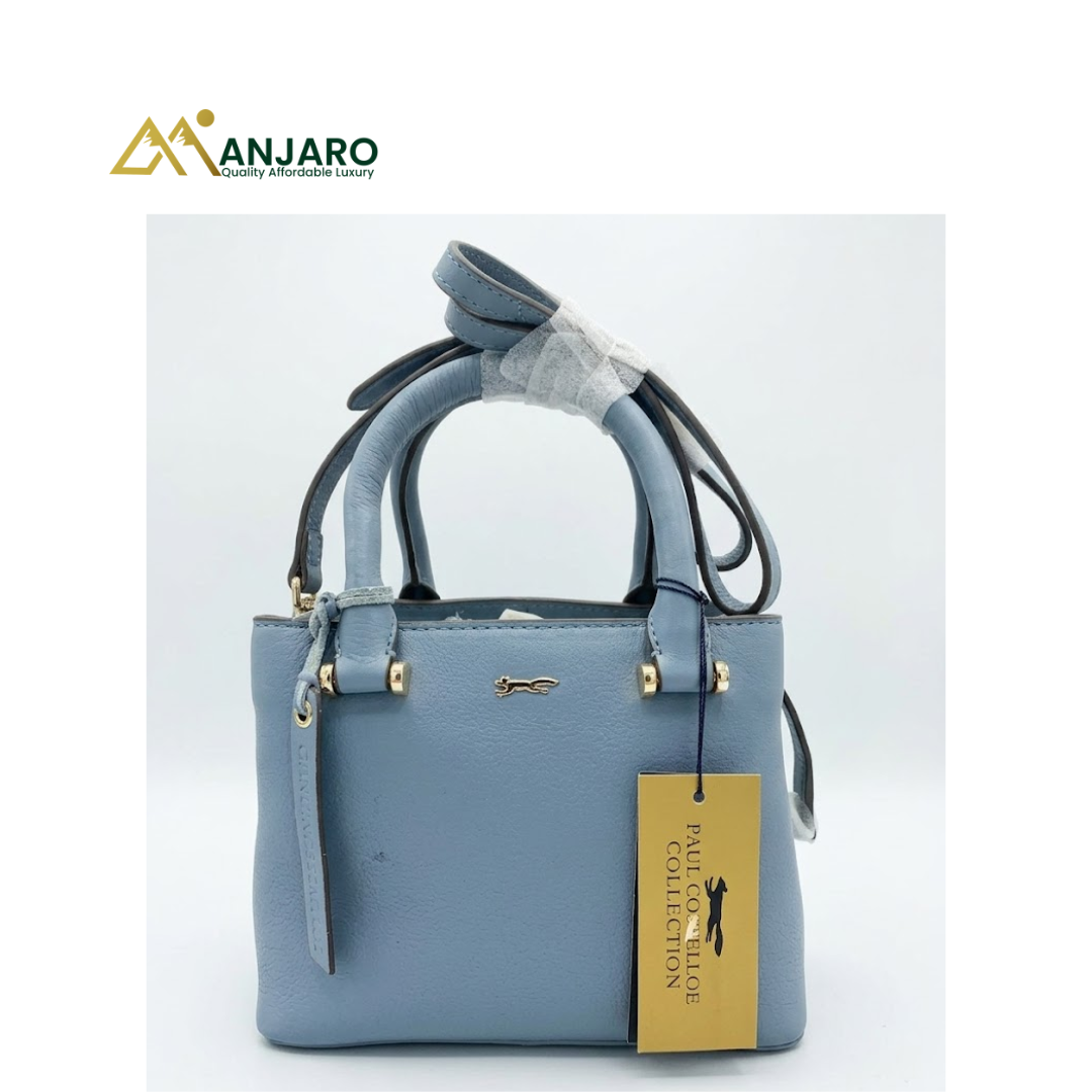 Paul Costelloe Cornflower Blue Genuine Leather Mini Tote Bag – Women’s Designer Handbag