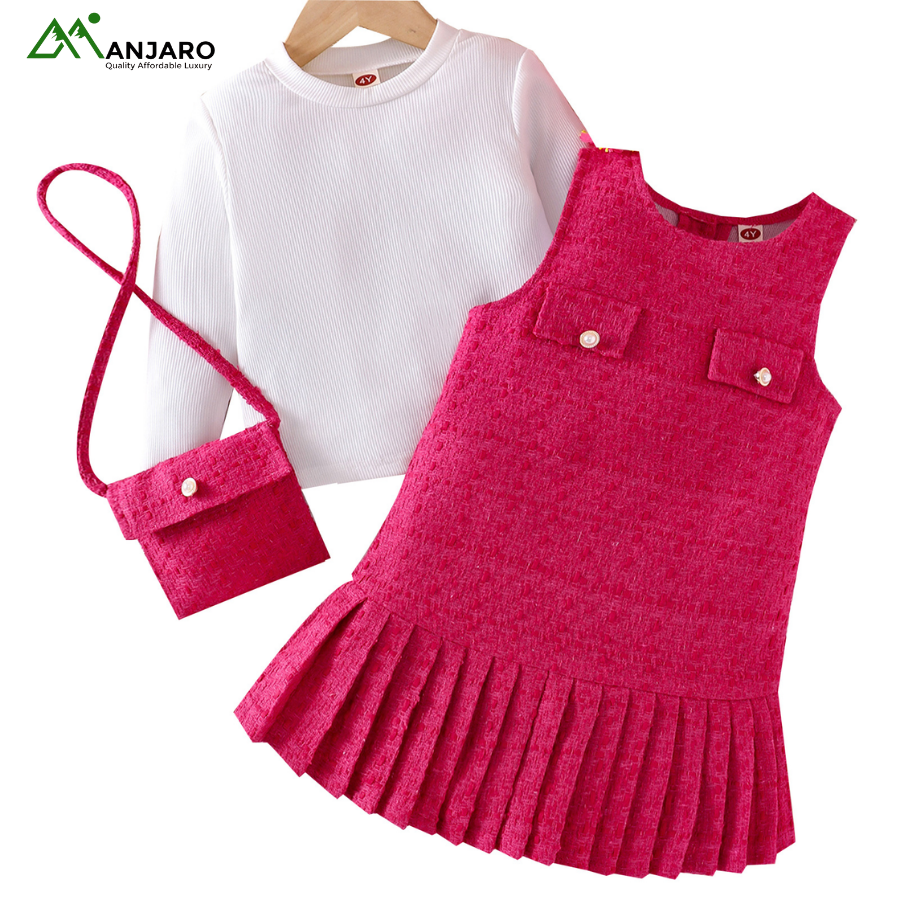 Korean Style Girls Summer Party Dress – Knee-Length Breathable Satin A-Line Outfit for Birthdays & Events(Shipping Fee Included)