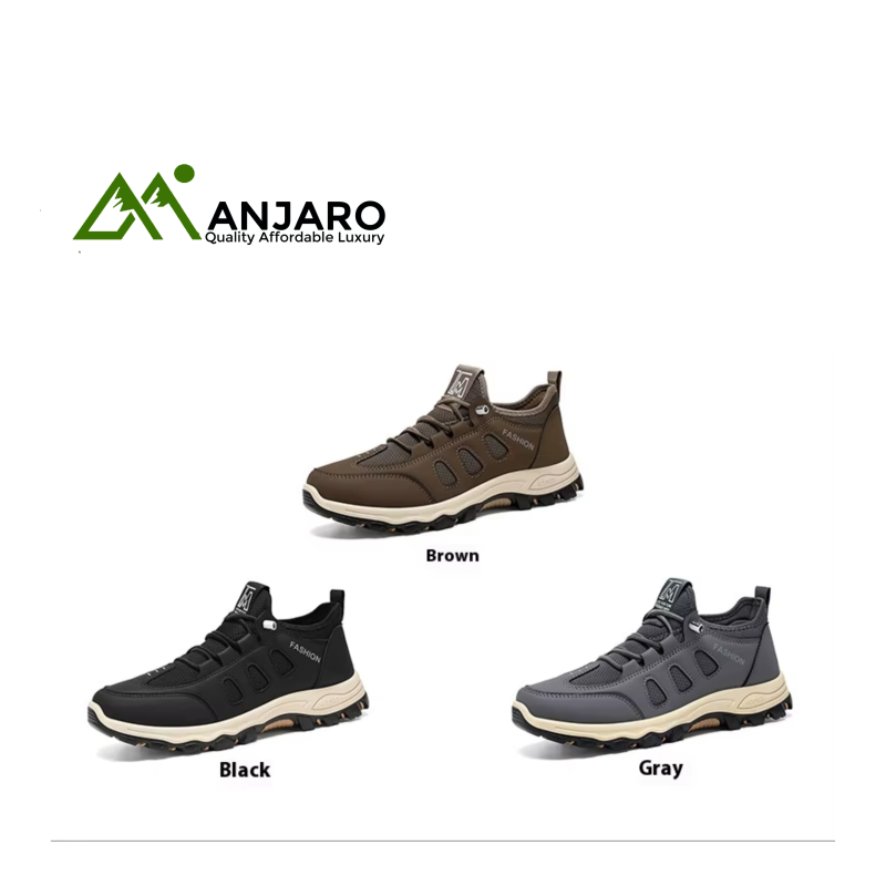 Fashionable Hiking Style Shoes - Chunky Sole & Mesh Lining | Non-Slip, Fitness & Casual Wear | Dynamic Men's Footwear