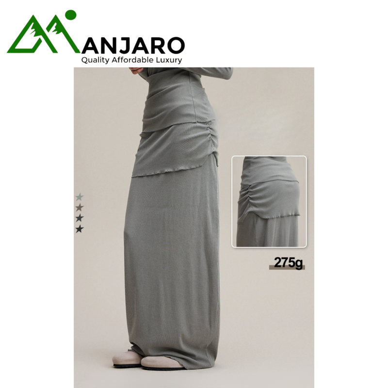 BE Women's Clothing Autumn Retro Lace-Up Knit Midi Bodycon Skirt (Shipping fee included)