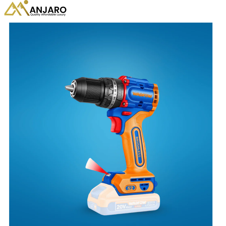 Wadfow 20V Brushless Cordless Impact Drill – 52Nm WCDP5281