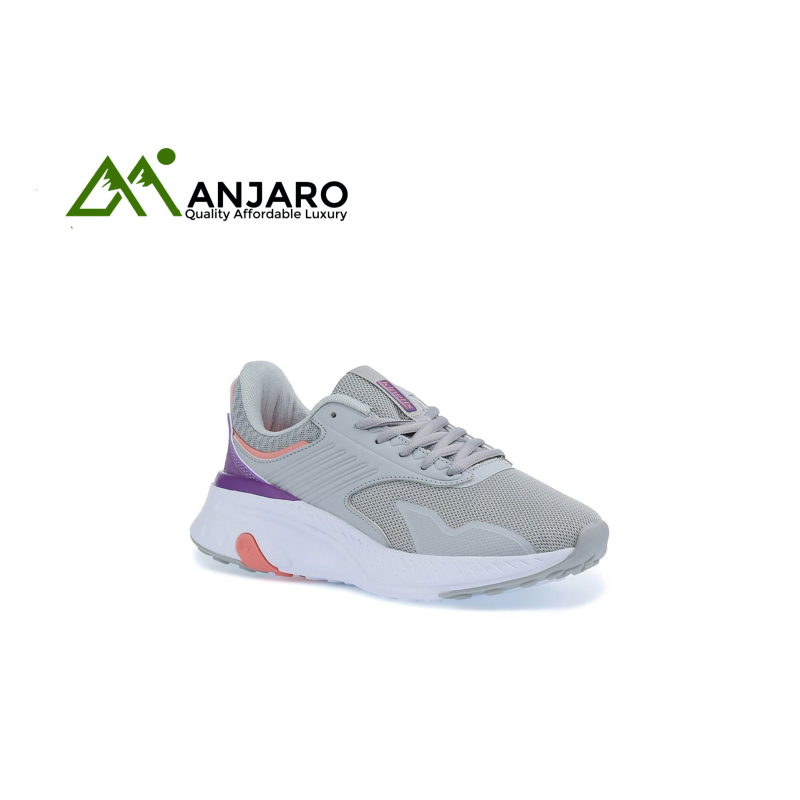 Kinetix AXEN W 1FX Gray Running Shoes – Lightweight Lace-Up Textile Trainers for Women