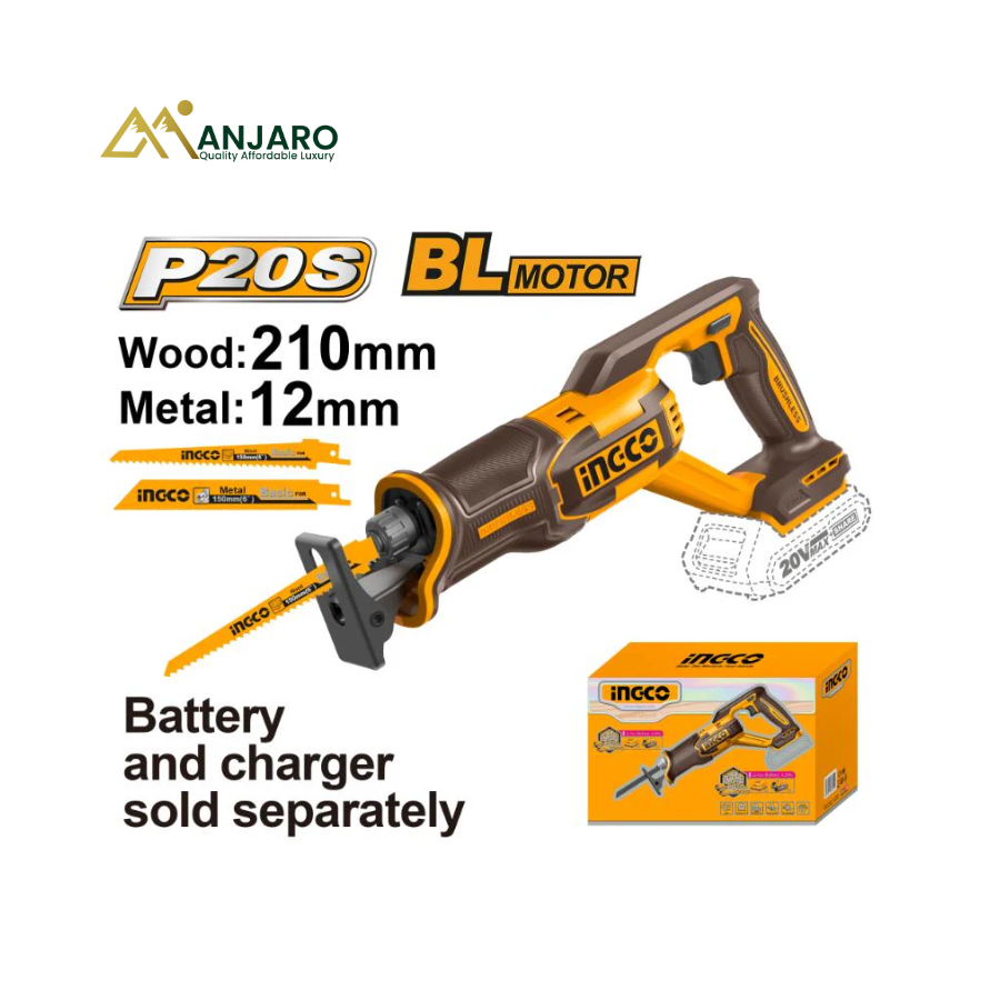 Ingco Cordless Reciprocating Saw – 20V Variable Speed Demolition & Wood Cutting Saw CRSLI2108