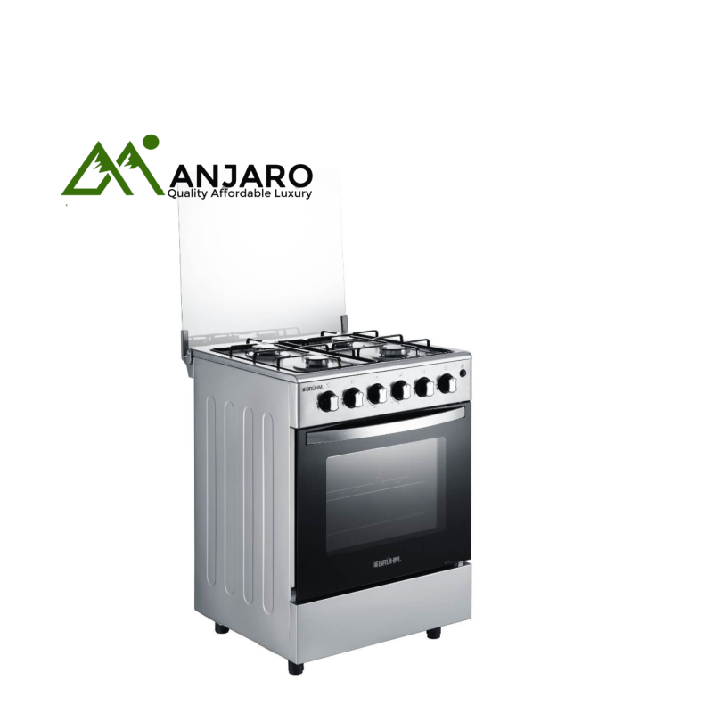 Bruhm BGC-6640IS 4-Burner Gas Cooker with Oven – Sleek Silver Design for Efficient Cooking