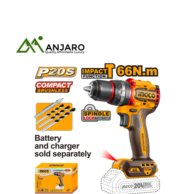 Ingco CIDLI206681 Compact BrushlessCordless Impact Drill