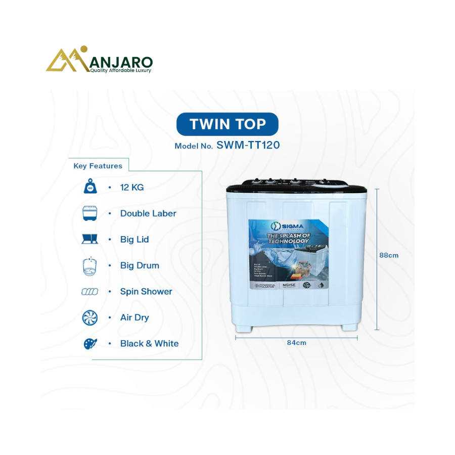 Sigma Washing Machine 12KG – SWM-TT120