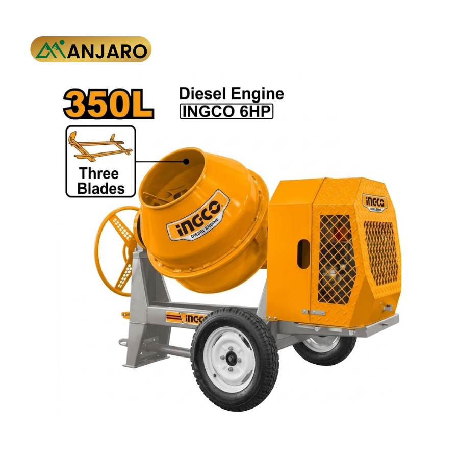 Diesel Concrete Mixer 350L 6HP – 260L Output Heavy-Duty Construction Cement Mixer CM906-3