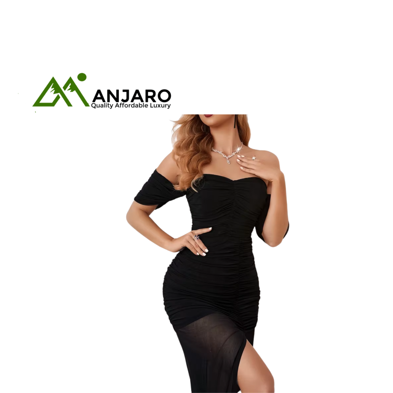 D&M Annual Black Dinner Dress – Knee-Length Strapless A-Line Evening Gown | Elegant, Sexy & Breathable