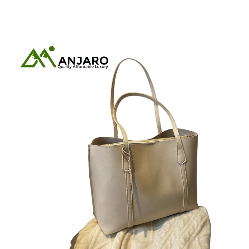 Korean-Style Large-Capacity Women’s Shoulder Bag – Simple Luxury PU Water-Resistant Tote