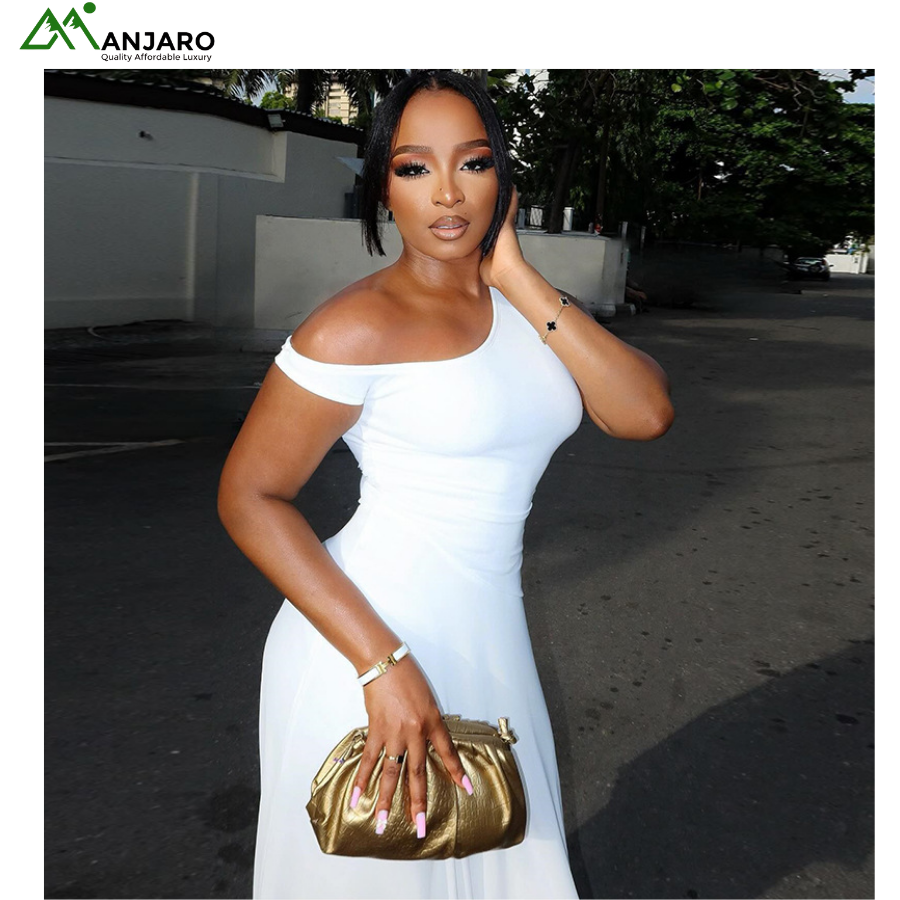 European & American Asymmetrical Neckline Sleeveless Midi Dress – Irregular Hem Solid Color Women’s Fashion Dress(Shipping Fee Included)