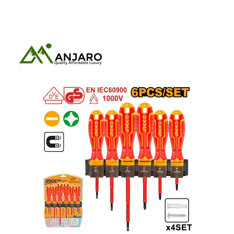 Ingco HKISD0608 6 Pcs insulated screwdriver set