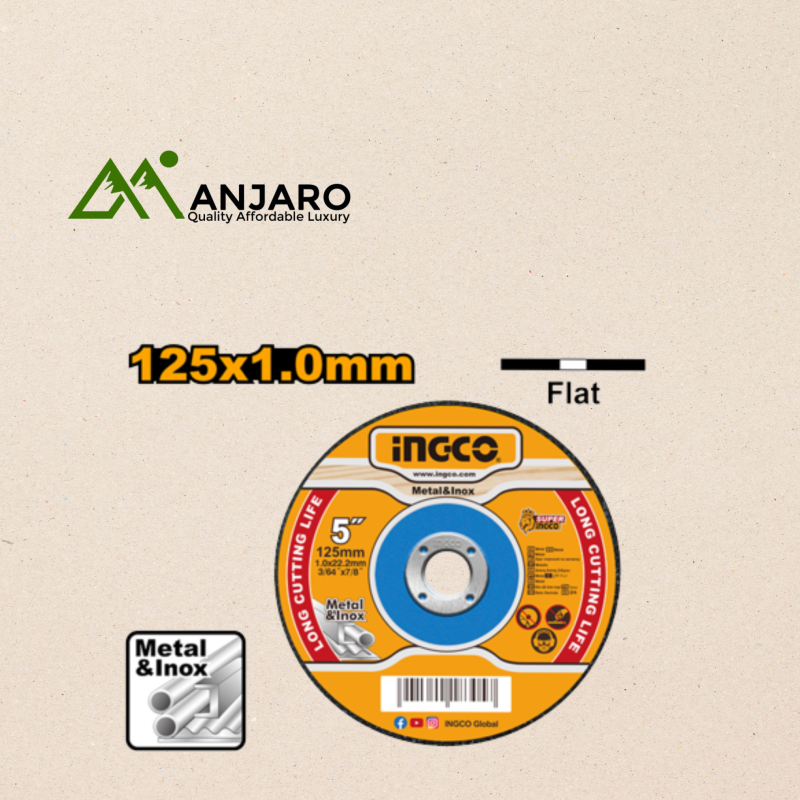 Ingco Abrasive Metal Cutting Disc – 125mm x 1.0mm x 22.2mm MCD101251