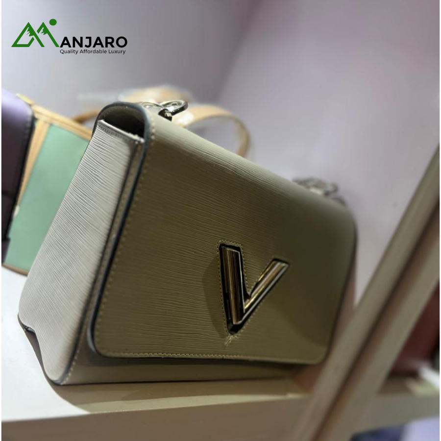 Light Sage Green Structured Crossbody Bag – Chic, Minimalist & V Logo Accent