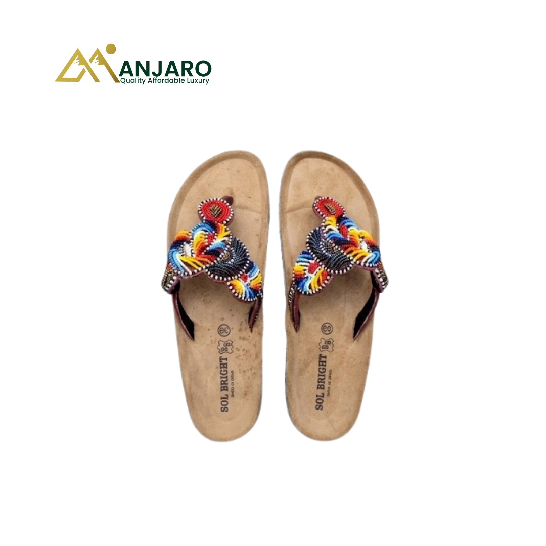 Artisan Beaded Spiral Sol-Bright Slippers – Multi-Color Fusion