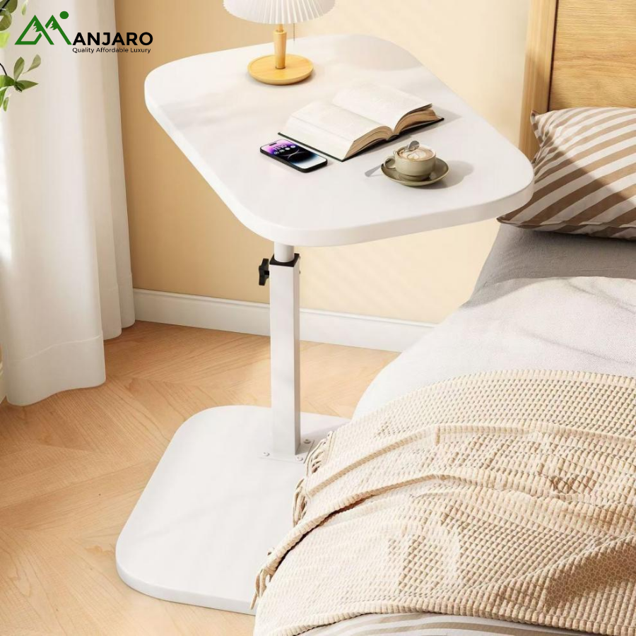 Movable & Liftable Bedside Table – Modern Sofa Side Small Coffee Table with Storage Rack for Bedroom & Living Room