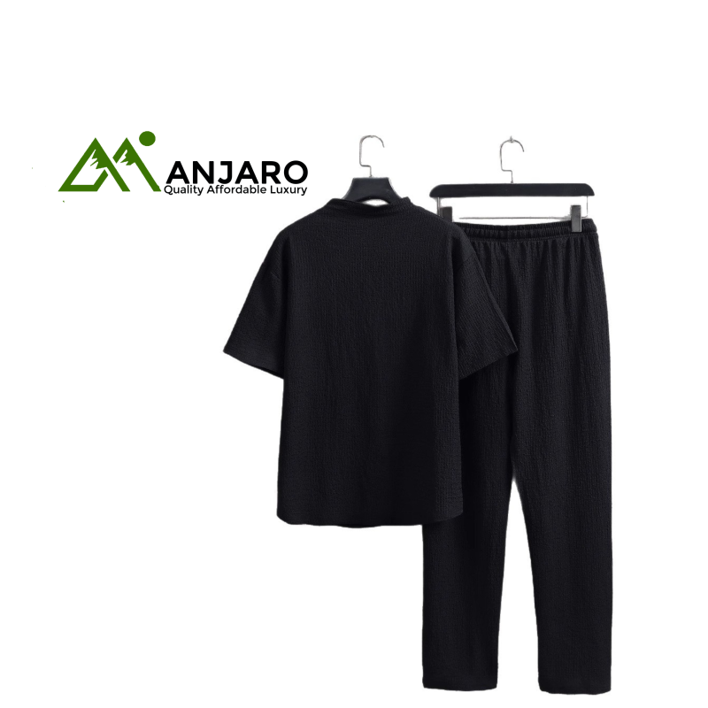 Men’s Versatile Printed Terry Short-Sleeved Pants Set – Casual Summer Outfit