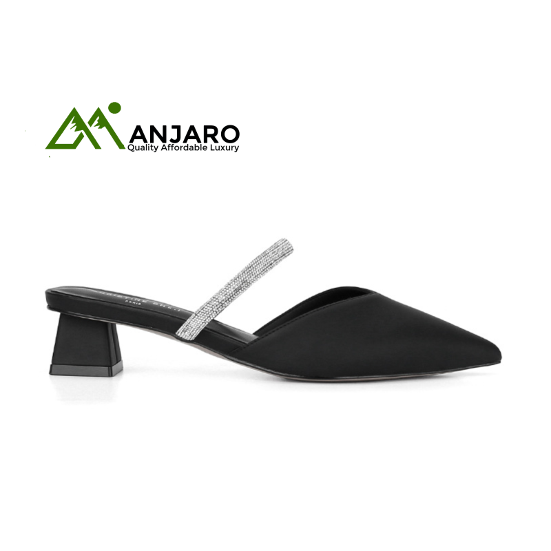 Breathable French Rhinestone Cusp High-Heeled Sandals for Women – Square Toe, Medium Heel, Summer Casual