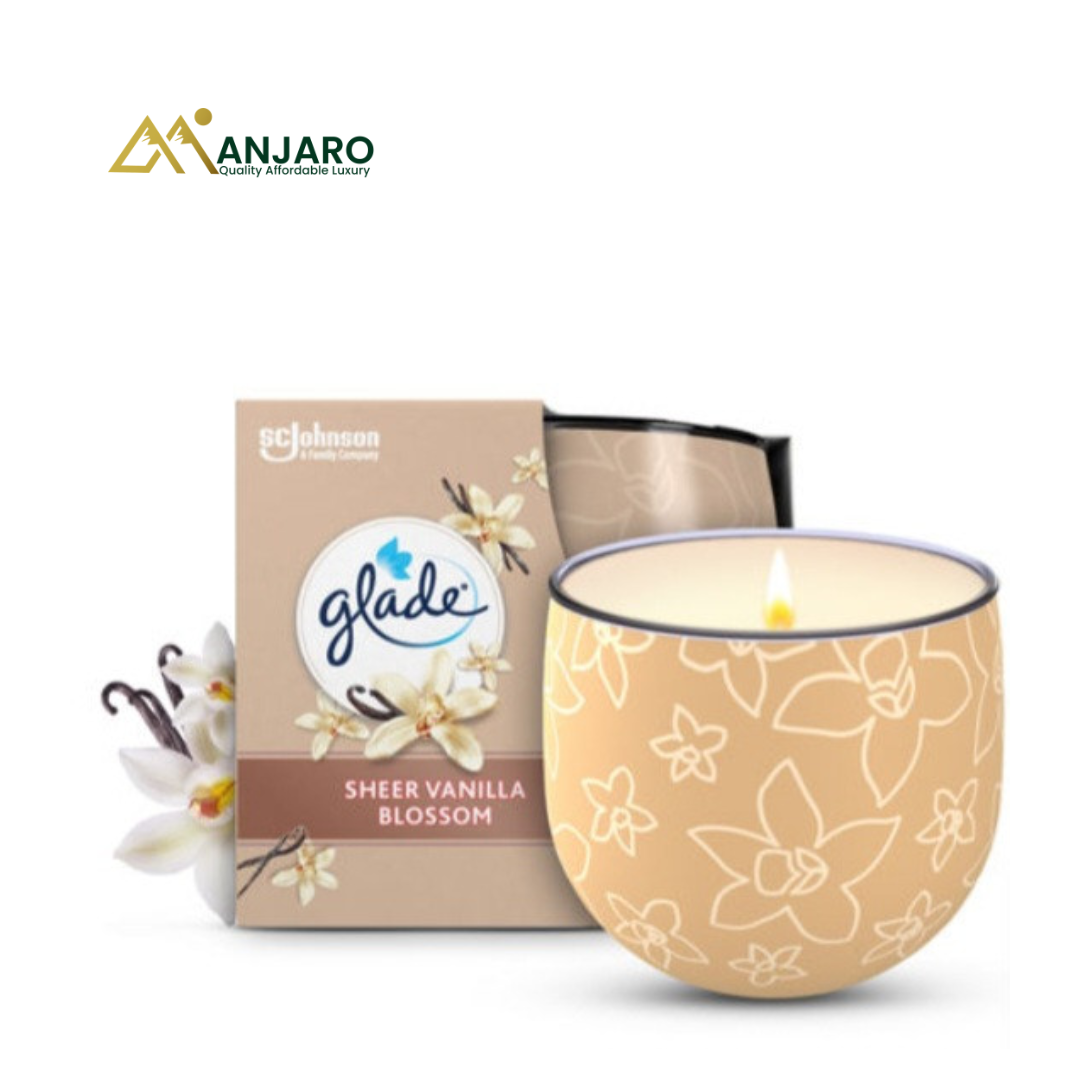 Glade Scented Glass Jar Candles – Eco-Friendly Wax Made Without Palm Oil – Relaxing Zen & Sheer Vanilla Blossom