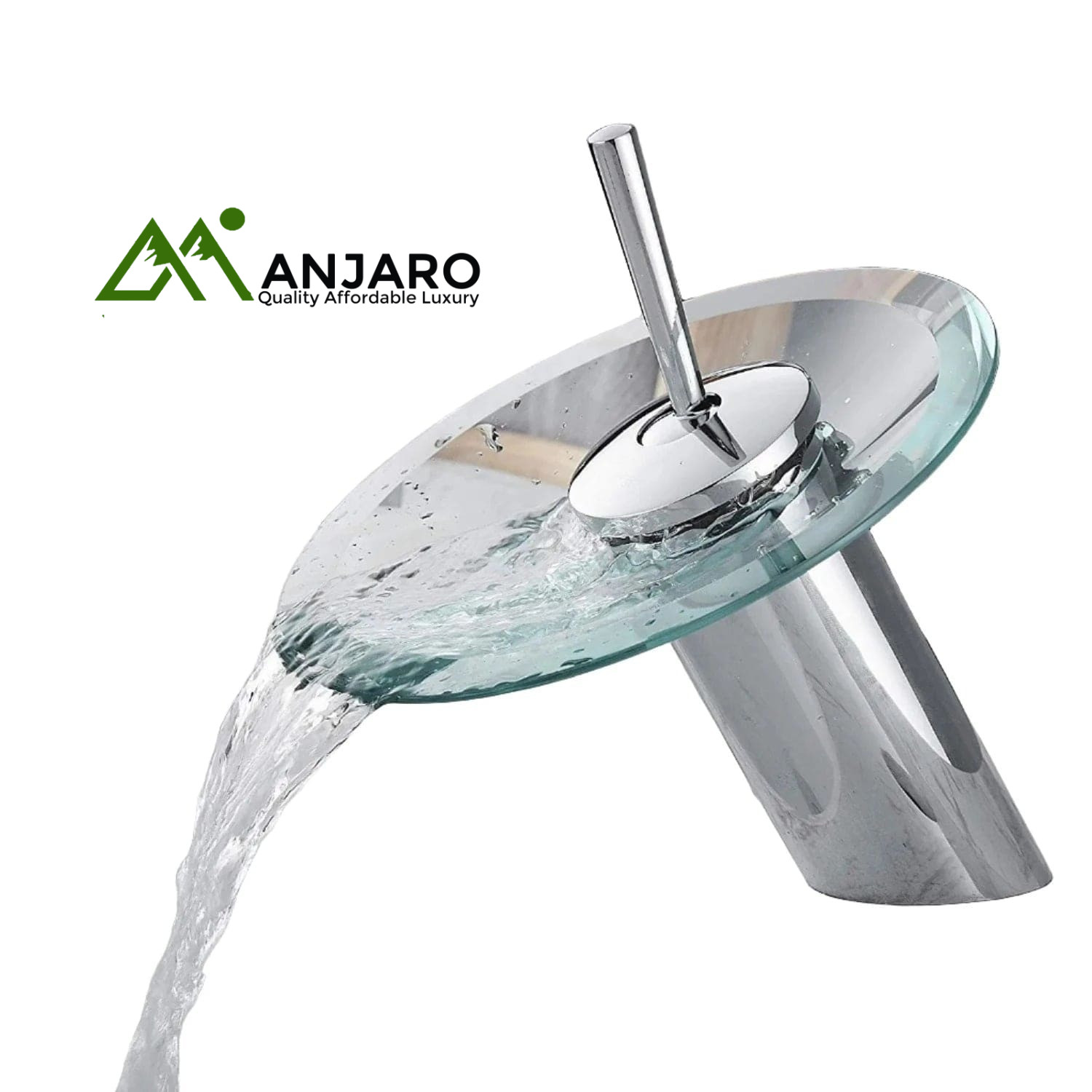 PM-Modern Glass Waterfall Bathroom Tap – Hot & Cold Mixer