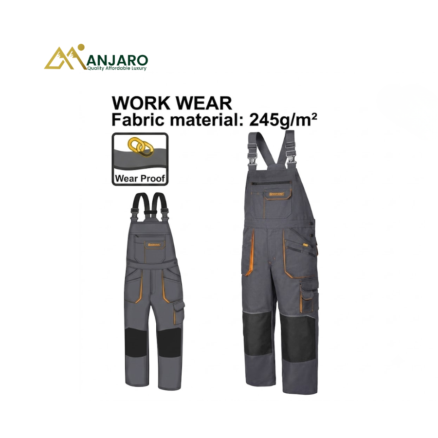 INGCO Work Overalls– Heavy-Duty Bib & Brace Workwear – Polyester & Cotton – Sizes L & XL WUCT8033