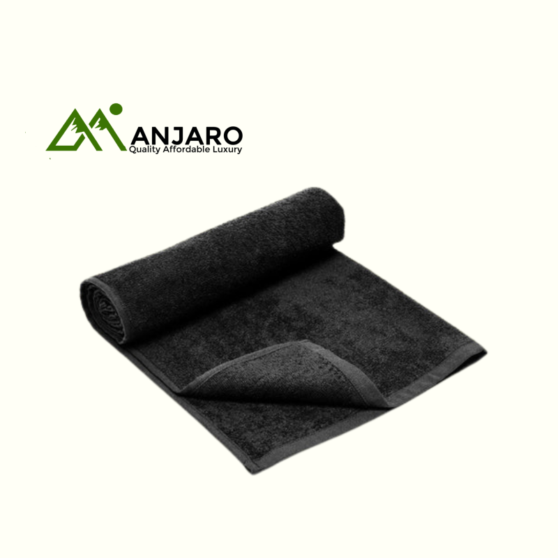 90 x 50 cm Cotton Fitness Towel – Black | Lightweight, Absorbent & Soft Gym Essential
