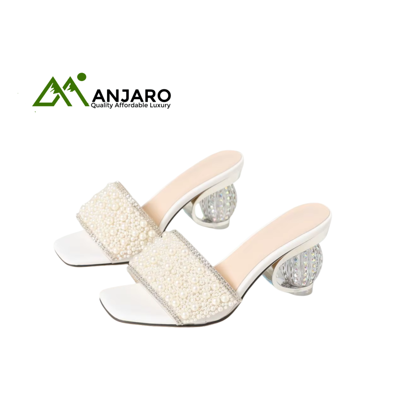 Women’s Rhinestone Slip-On Sandals Transparent Platform Heels – Ultra-High Thick Sole Ankle-Strap Dressy Party Shoes