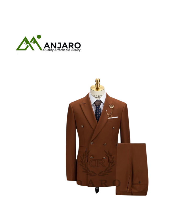 Men’s Double-Breasted Suit – Classic 2-Piece Formalwear, Tailored Elegance for Weddings & Business Events