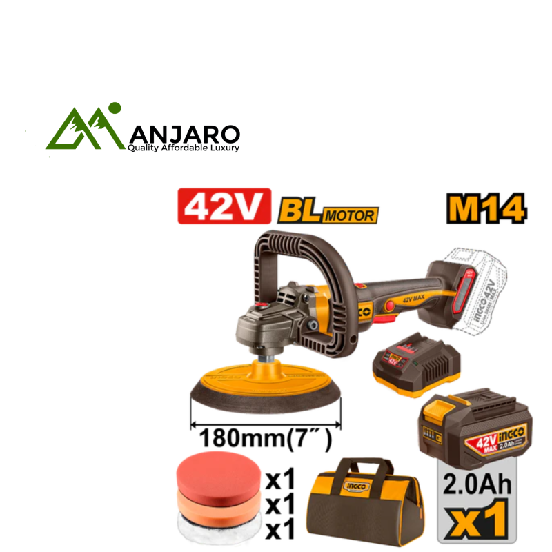 APLI42181 Cordless Polisher 42V – Brushless 180mm Variable Speed Power Tool with Battery & Charger