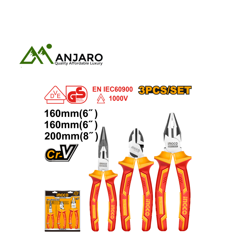 Ingco HIKPS28318 3 Pcs insulated pliers set
