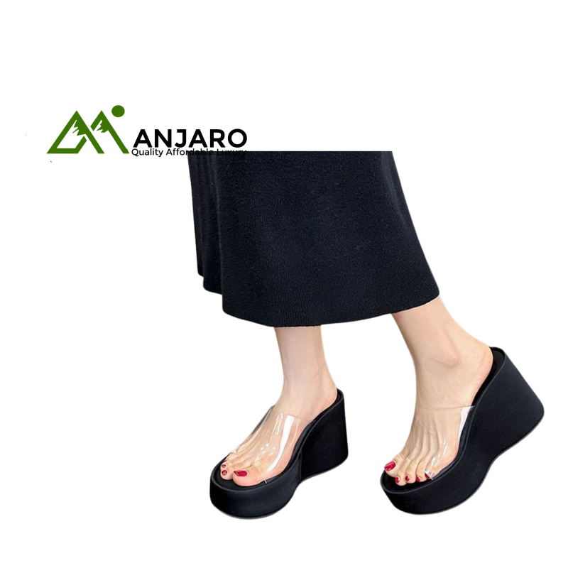 Thick-Soled High-Heeled Women’s Slippers Open Toe Soft Bottom Wedge Sandals for Outdoor Wear – Fashion Trend
