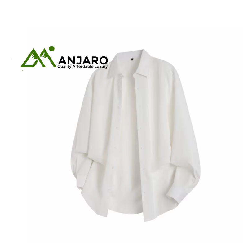 Men’s Casual Twill Shirt – Solid Color Single-Breasted Square Collar Anti-Pilling Autumn Shirt