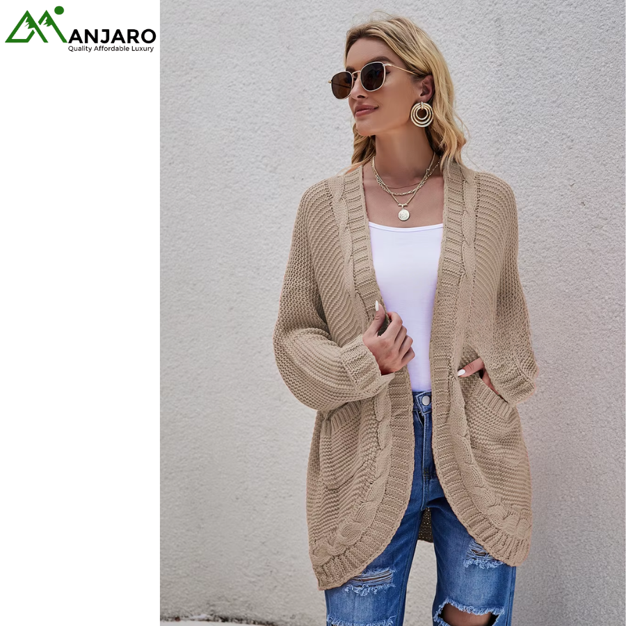 D&M Women’s V-Neck Knitted Cardigan Coat – Loose & Casual Autumn Winter Sweater Coat(Shipping Fee Included)