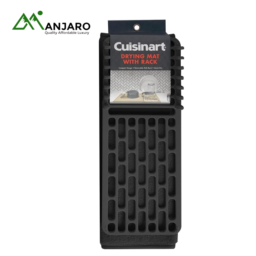 Cuisinart Dish Drying Mat with Rack | Removable Compact Dish Rack & Quick-Dry Mat | Black