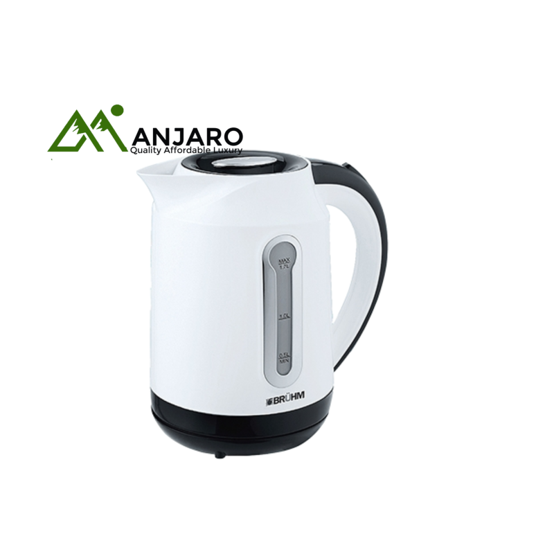 BRUHM Electric Kettle BKW-17PW – 1.7L Capacity, 1850–2200W, Auto Shut-Off, White Finish