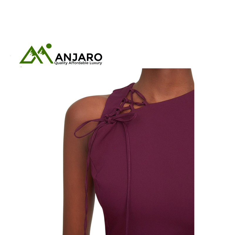 Plum Piping Detailed Bodycon Mini Dress – Purple Partywear with Asymmetrical Collar | Sizes S–L