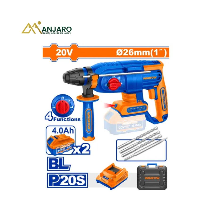 WADFOW Cordless Rotary Hammer – 20V Brushless Motor, 2.5J Impact Energy, SDS Plus Chuck WLM1B262