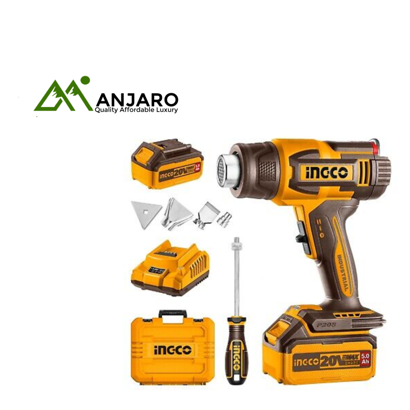 HGLI20065 – 20V Cordless Heat Gun with 4.0Ah Battery & Charger | Dual Temperature 300/550°C | Professional Carry Case Set