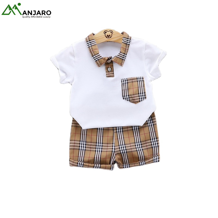 Kids Cotton Organic Baby Boy Shorts & Top Set – Cartoon Leisure 2-Piece (Shipping Fee Included)