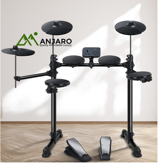TA-10 Electric Drum Set – 4 Drums, 3 Cymbals & Pedals with Compact Rack Design for Versatile Digital Play