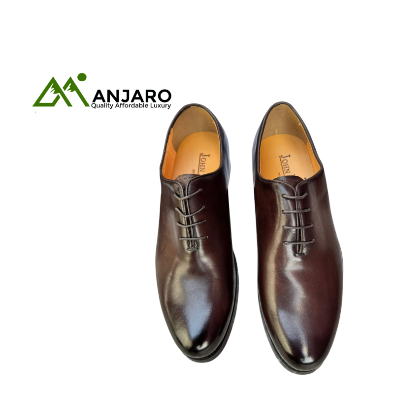 John Foster Brown Plain Leather Oxford Shoes - Full Grain Finish | Essential Executive Footwear | Sleek & Timeless Style