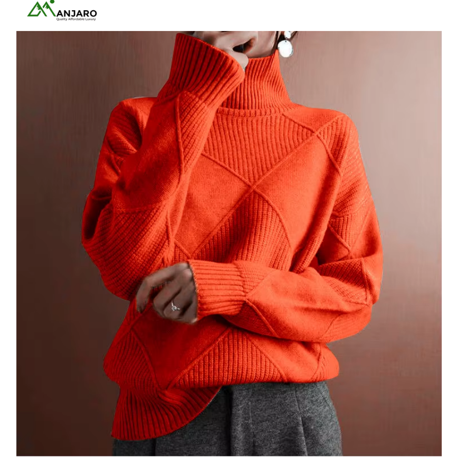 D&M Plus Size Women’s Winter Knitted Turtleneck Pullover – Thick Long Sleeve Casual Sweatshirt Top for Cold Weather(Shipping Fee Included)