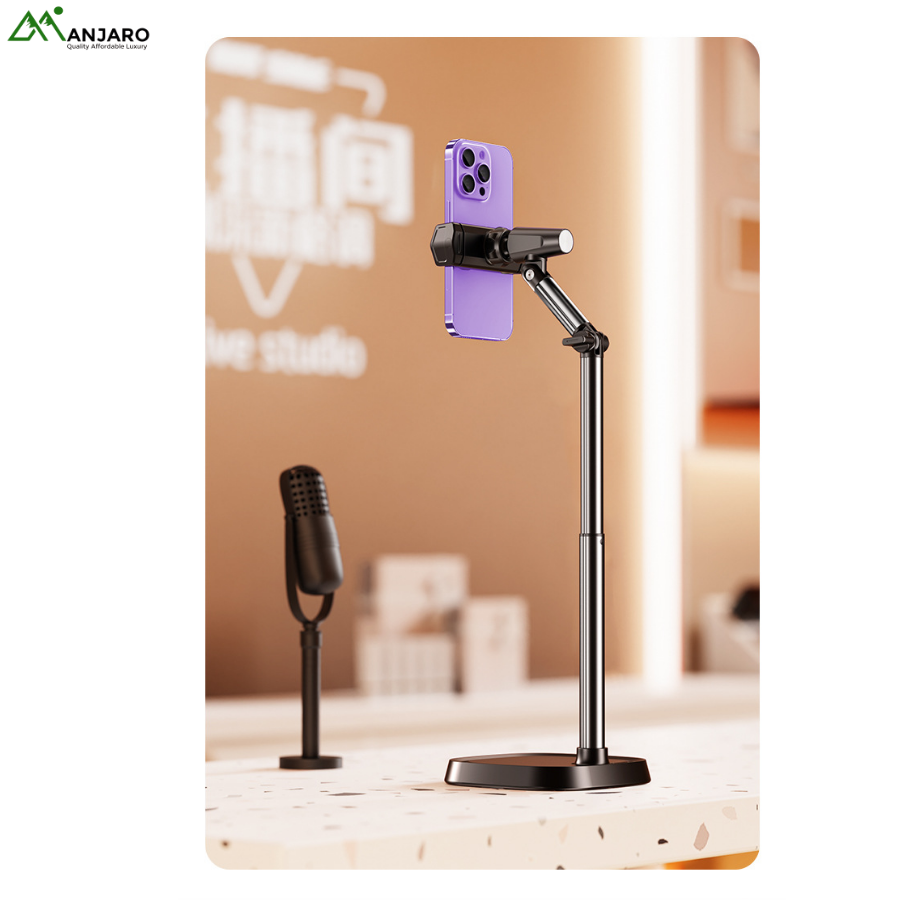 Boneruy Overhead Desktop Mobile & Camera Stand – Adjustable Telescopic Aluminum Alloy Live Broadcast Holder(shipping fee included)