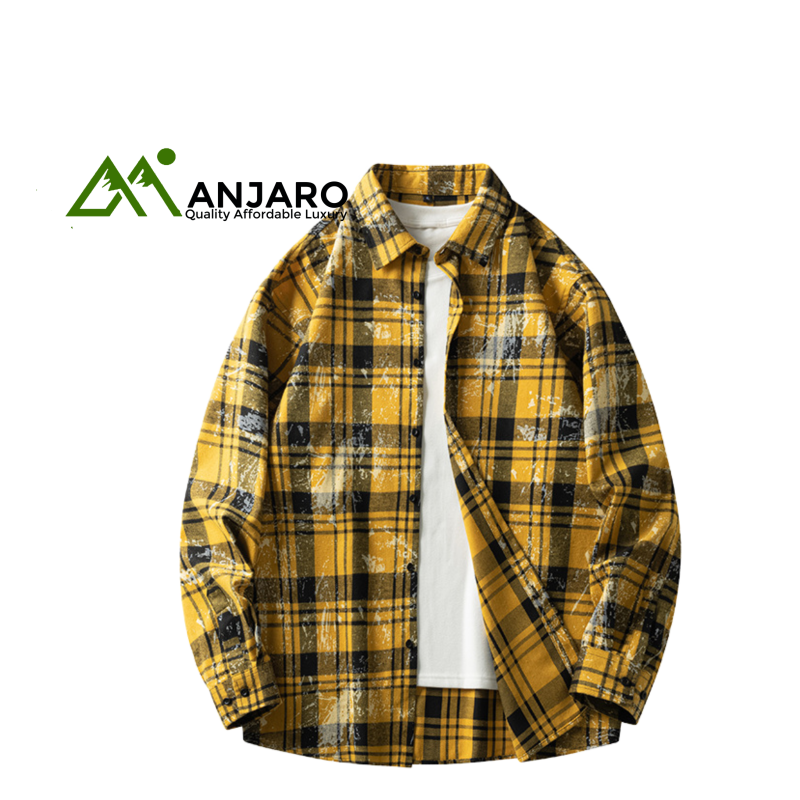 Men’s 100% Cotton Tie-Dye Flannel Shirt – Loose-Fit Hong Kong Style Casual Autumn Shirt