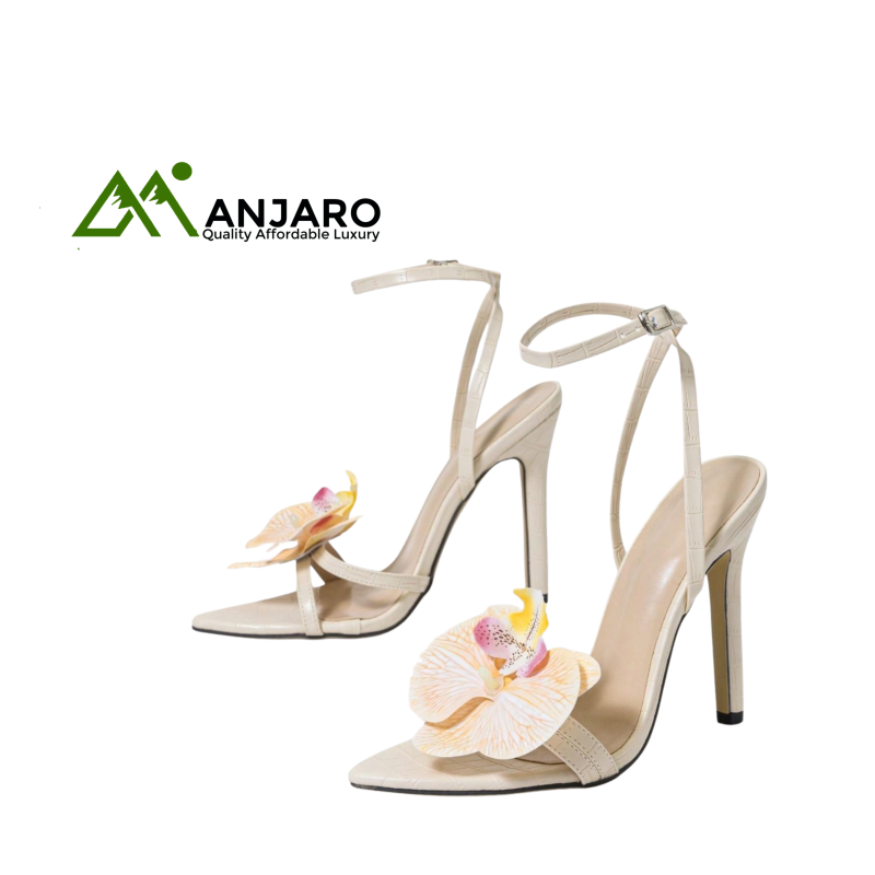 Women’s Pointed-Toe Three-Dimensional Flower Stilettos – Ultra High Heels for Party & Wedding Events