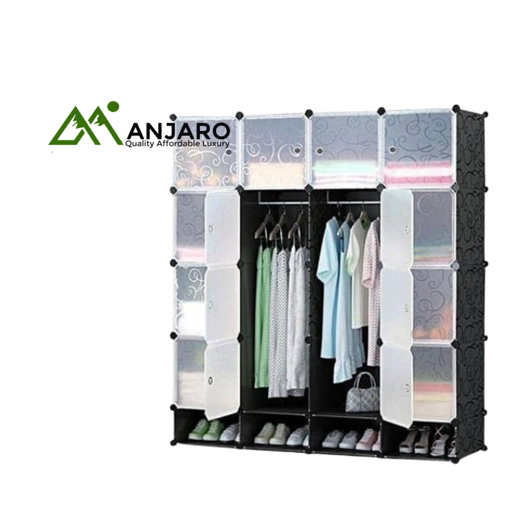 16-Cube Plastic Wardrobe with Shoe Rack – Modular Storage Solution | Lightweight, Waterproof & Space-Efficient