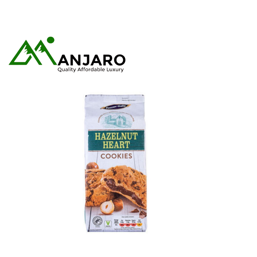 Tower Gate Hazelnut Heart Cookies – 150g | Crunchy Butter Biscuits with Creamy Hazelnut Filling
