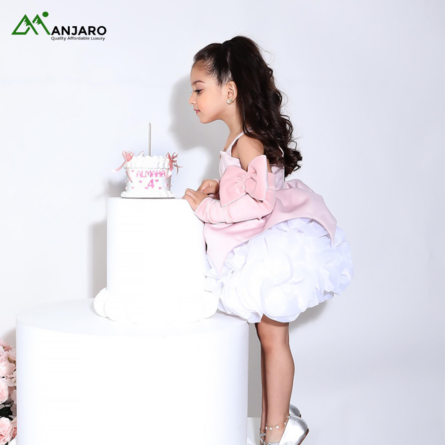 Summer Pink Girls Boutique Dress 3-7Y | Breathable Velvet Princess Party Gown for Kids