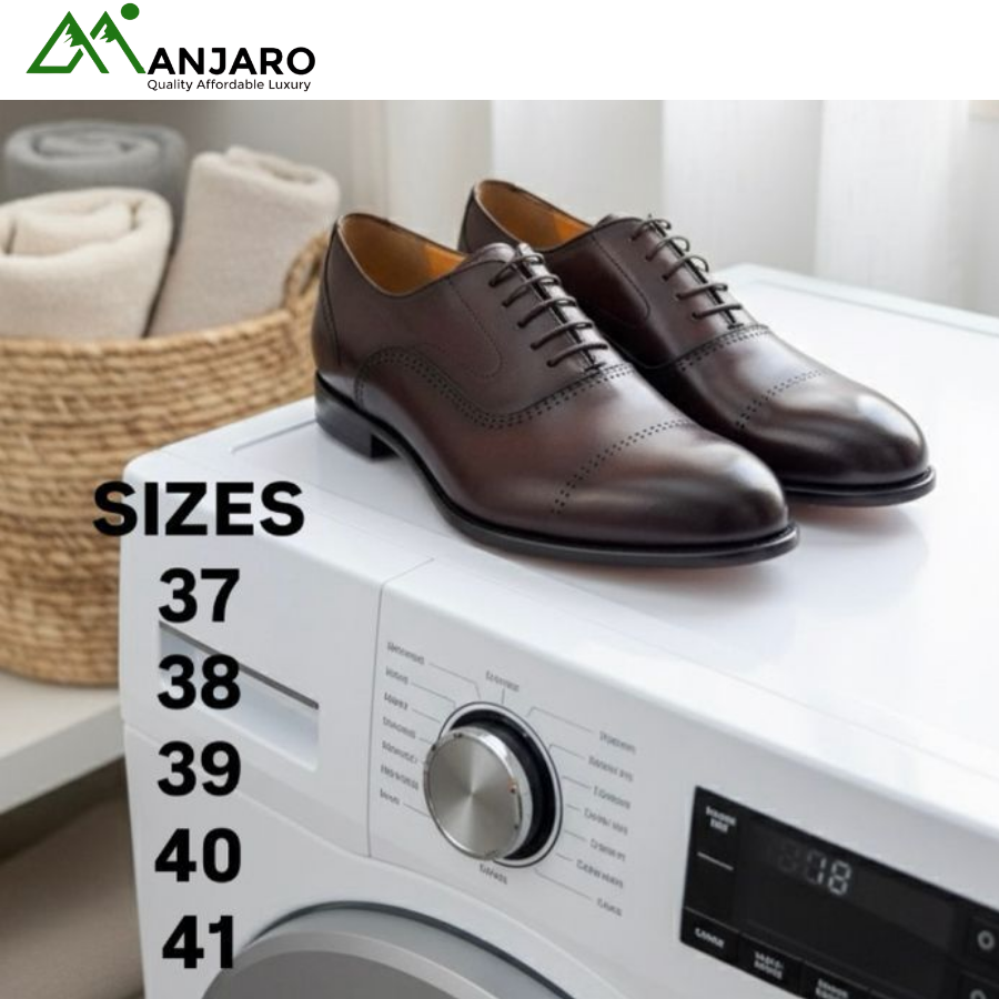 John Foster Men’s Classic Brown Leather Oxford Dress Shoes – Elegant Comfort Fit