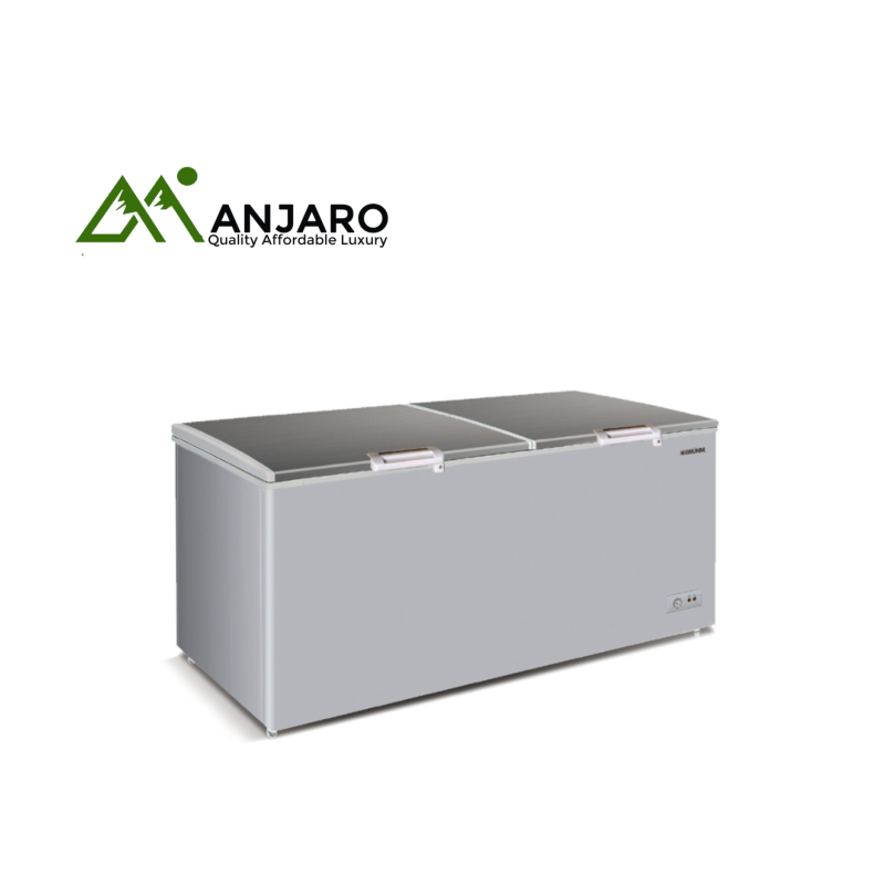 BRUHM Chest Freezer BCD-708E – 708L, Double Door, Fast Freezing, Lock & Key, Interior Light, Silver Finish