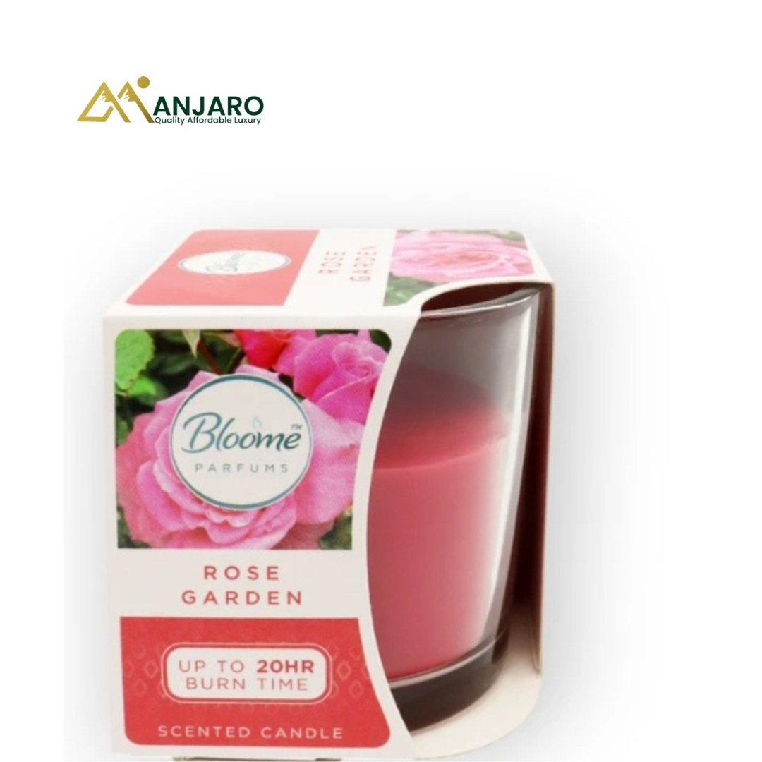 Bloome Parfums Rose Garden Scented Candle – Small Glass Jar – Up to 20-Hour Burn Time